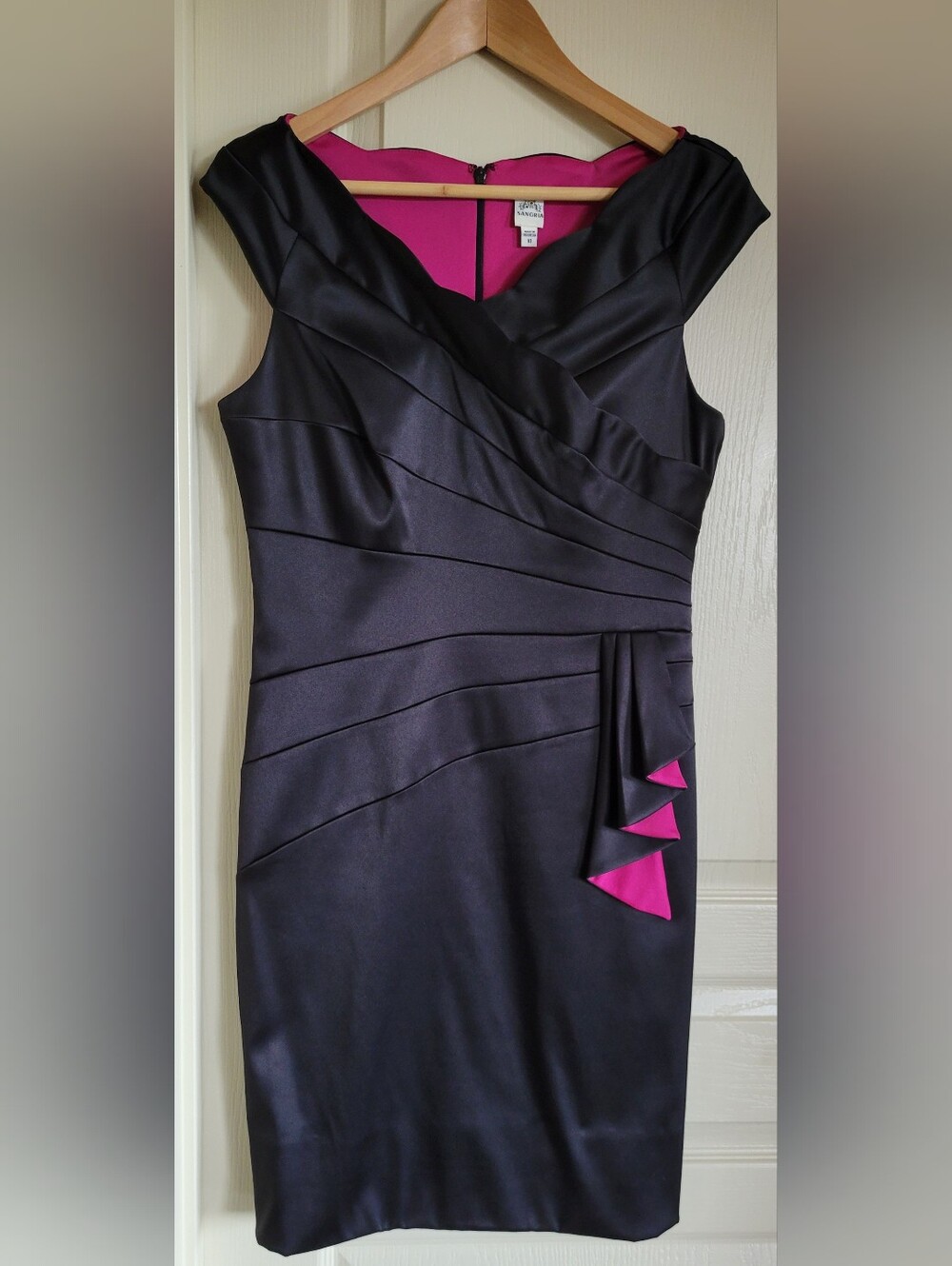 Sangria Black Sheath Dress with Pink Accent Size 10
